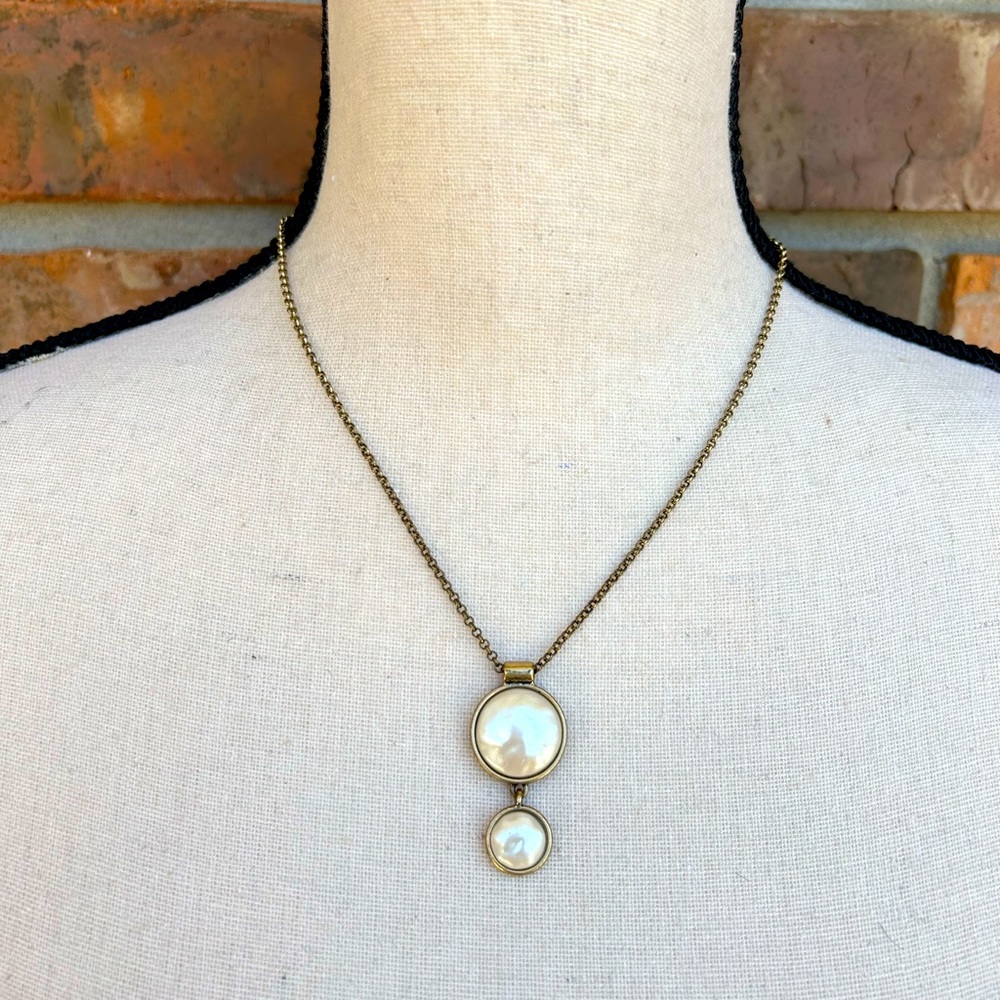 Lucky Brand Gold-Tone Necklace with White Mother-of-Pearl Discs
